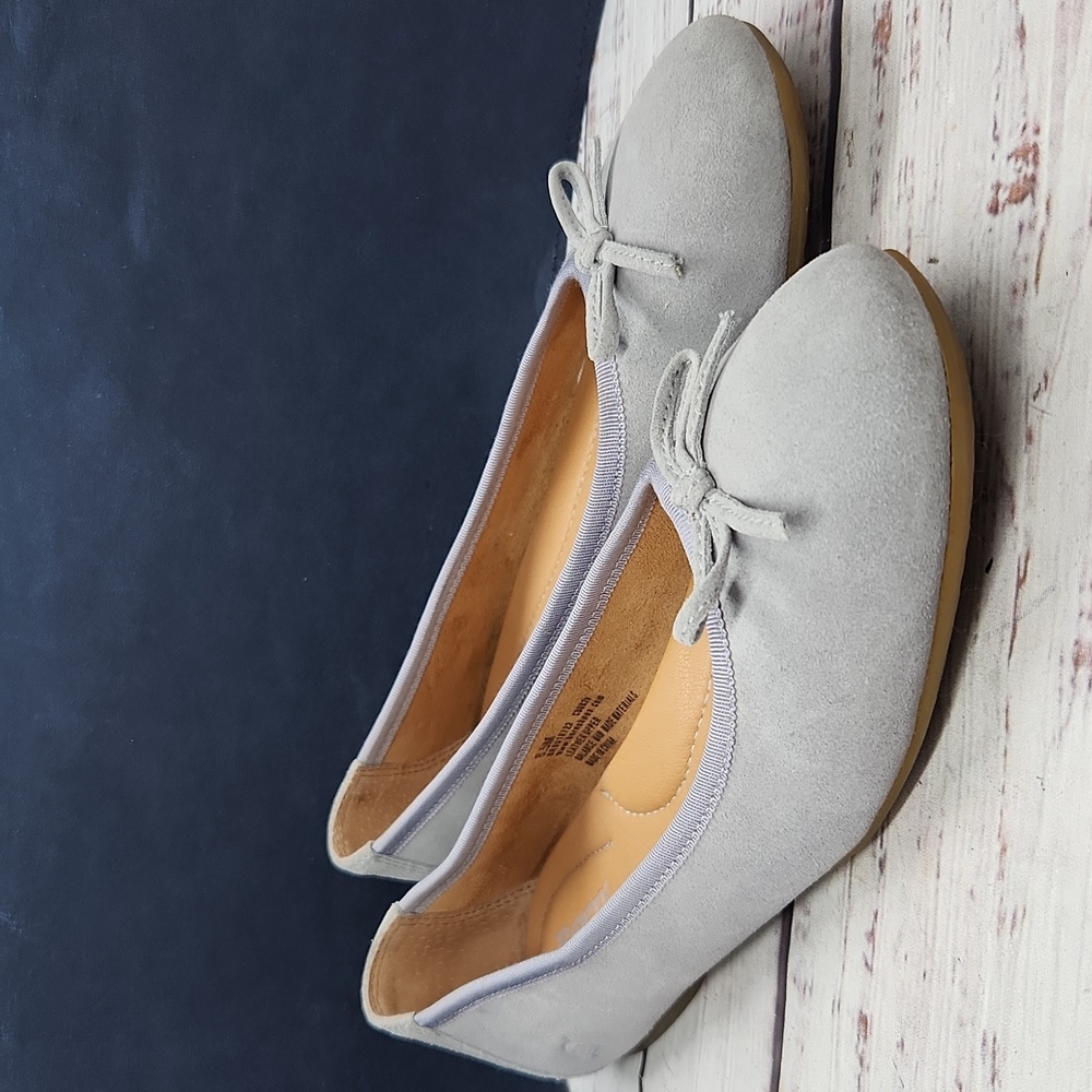 Born | EUC Brin Ballet Flats Slip On Shoes Bow Blue Suede Size 8.5 - Picture 5 of 10